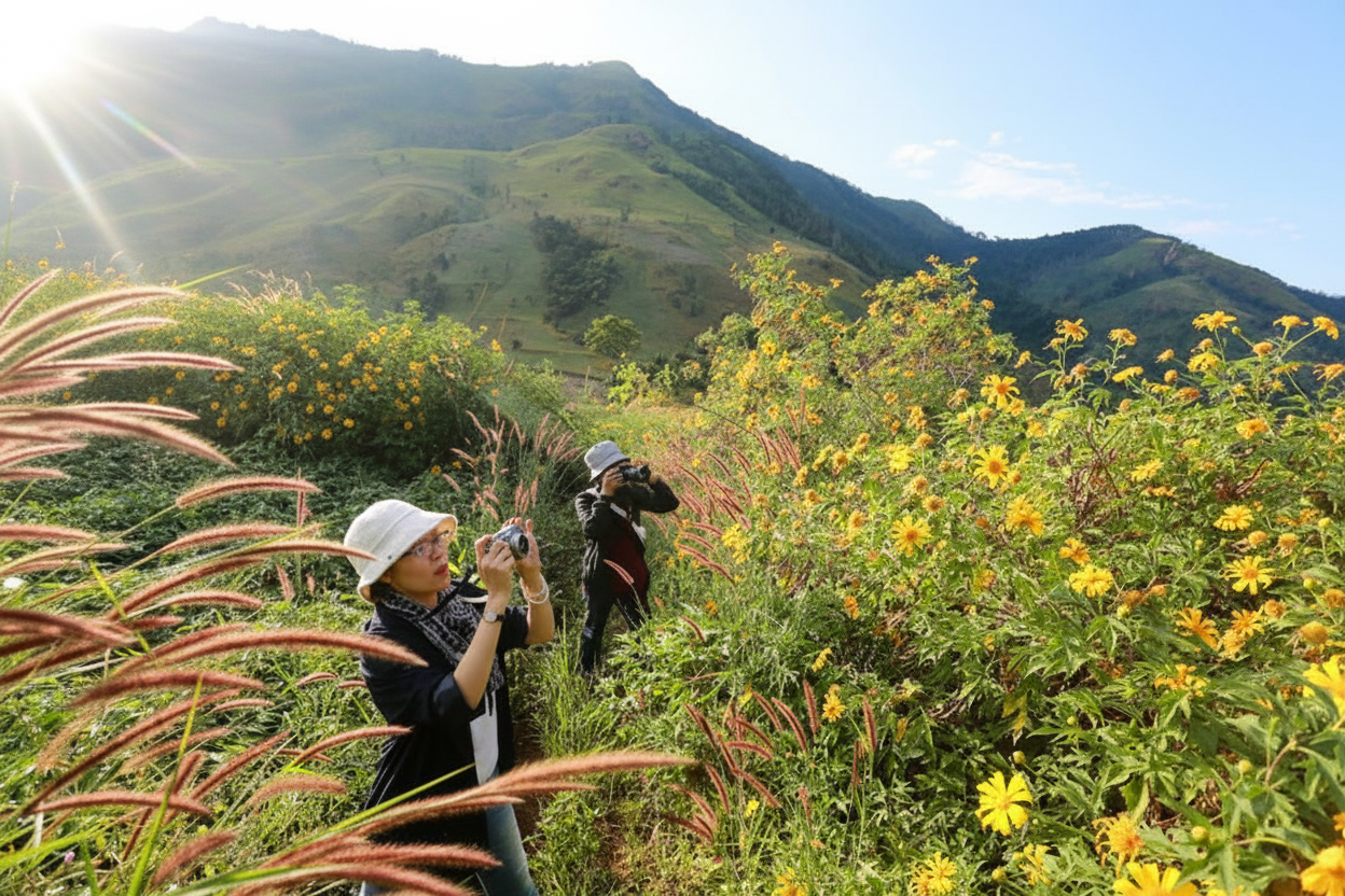 Miệng núi lửa Chư Đăng Ya hoa dã quỳ