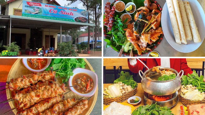 Gà Nướng Cơm Lam Măng Đen Kèm Muối Tiêu Lá Bép